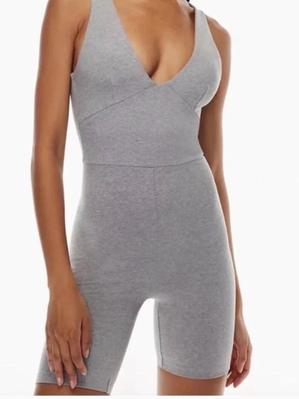 Aritzia Babaton the group Soft Contour onesie romper grey v-neck XS